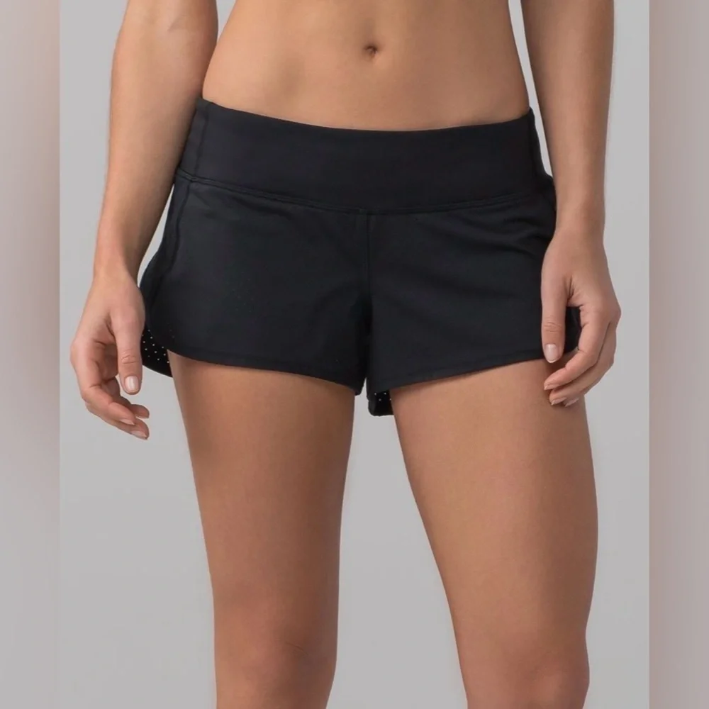 2017 Lululemon Speed Short Perforated 2.5” Black Size 6 Rare Run Short